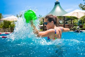 woman exercising in water